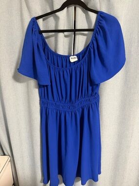 ARULA Cobalt Blue Off-Shoulder Flutter Dress size A